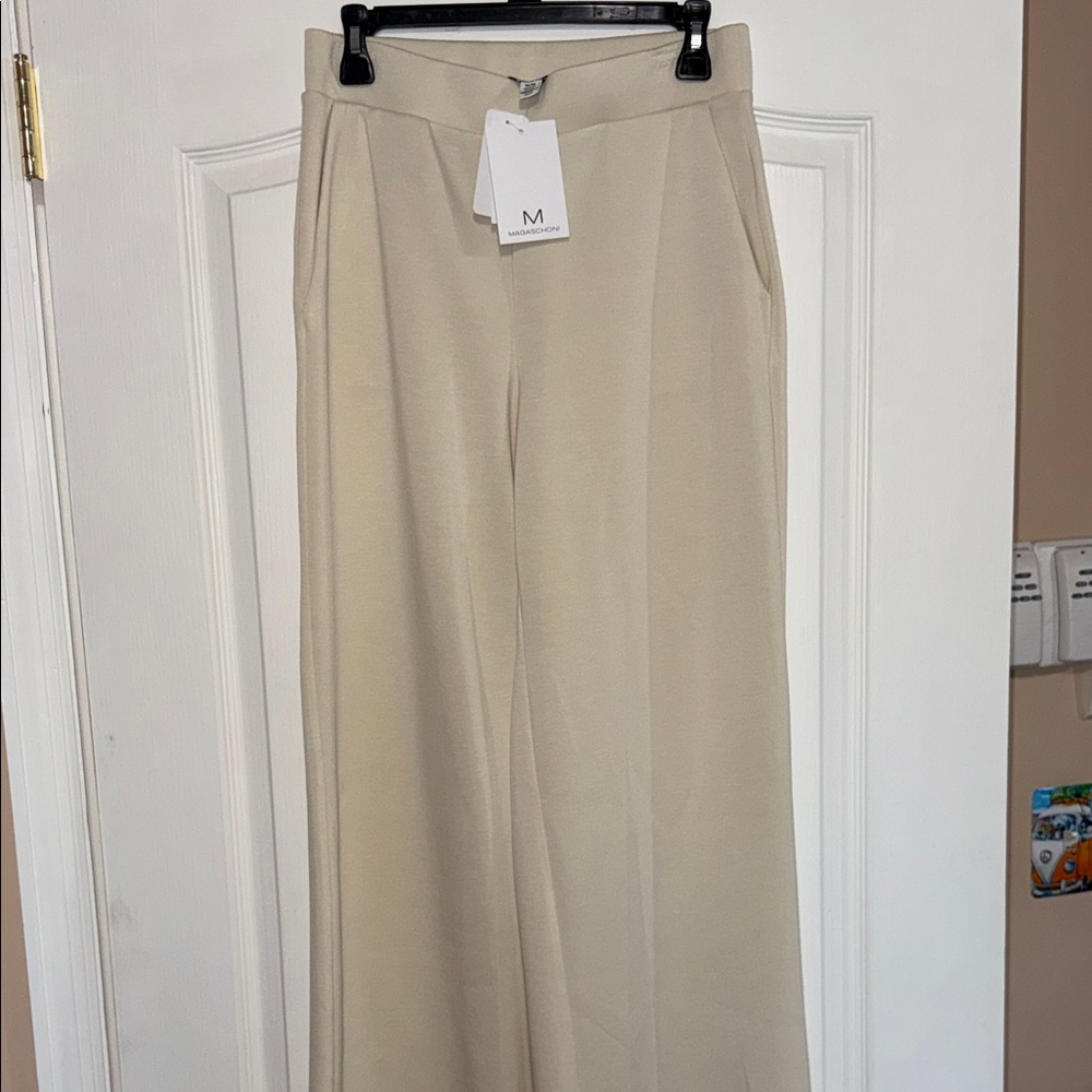 Magaschoni Light Tan Wide-Leg Pants